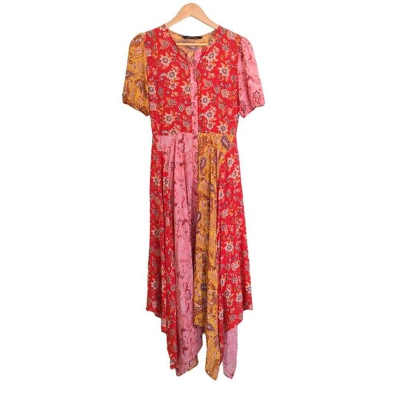 Zara Boho Multicolor Long Floral Patchwork Dress Size S - Picture 2 of 6